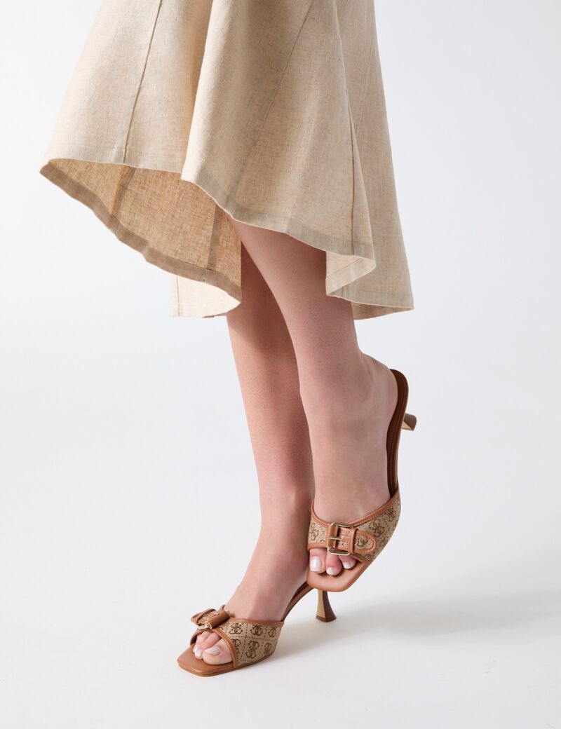 guess dista mid heel open toe with buckle sandals
