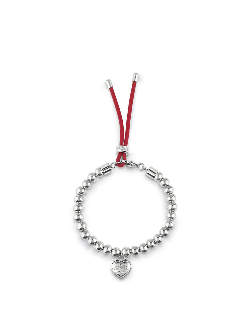 Silver Red Cord Heart Bracelet