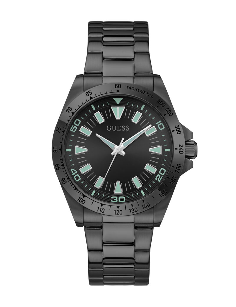 Mens Black/Gunmetal/Grey Round Analog Watch
