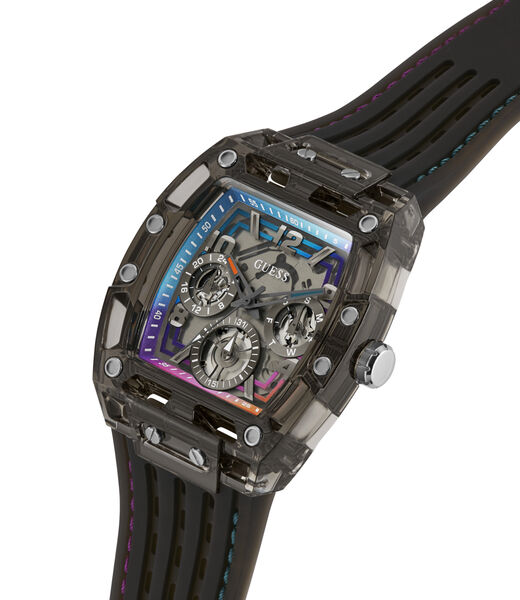 Mens Black/Gunmetal/Grey Rectangle Analog Watch