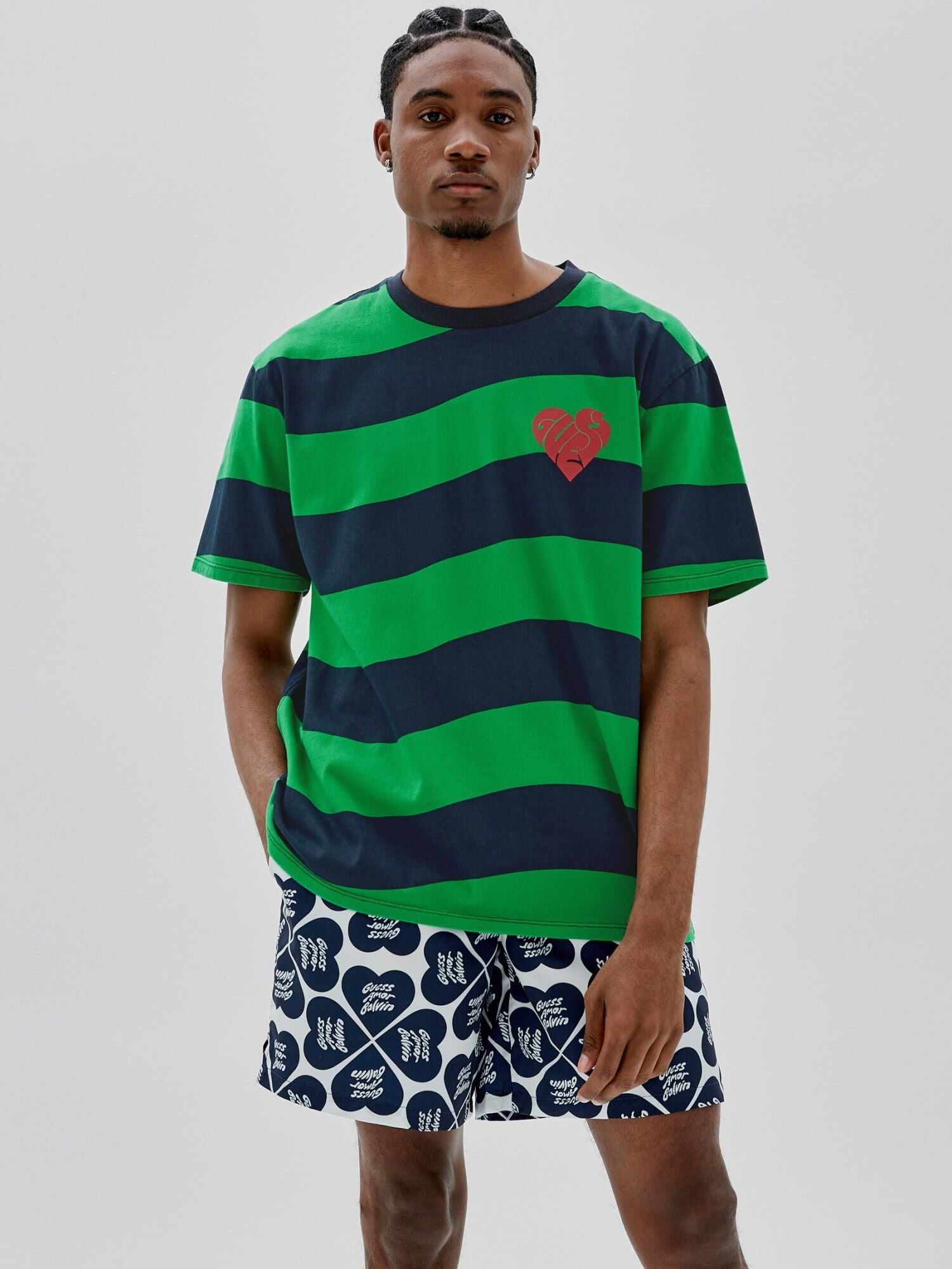 Shop GUESS Online J Balvin Striped T Shirt