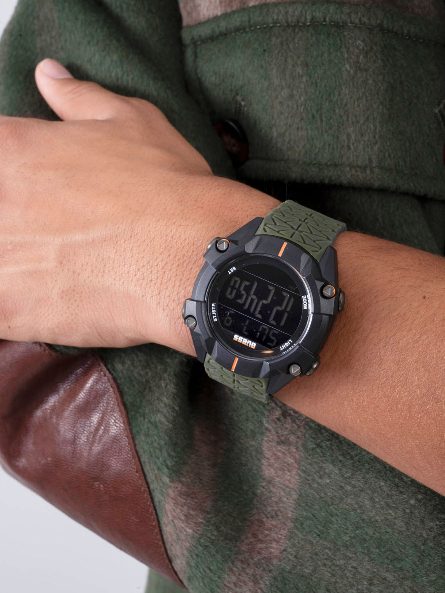 Green And Black Digital Watch