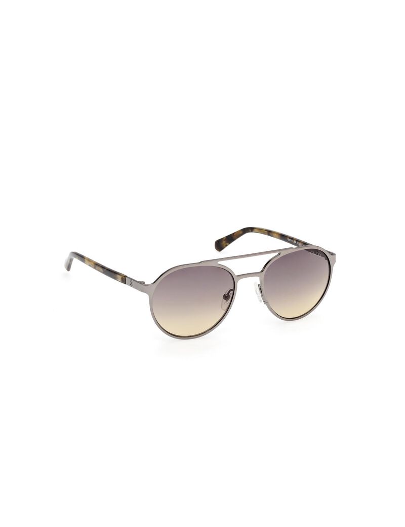 Round matte gunmetal gradient smoke sunglasses