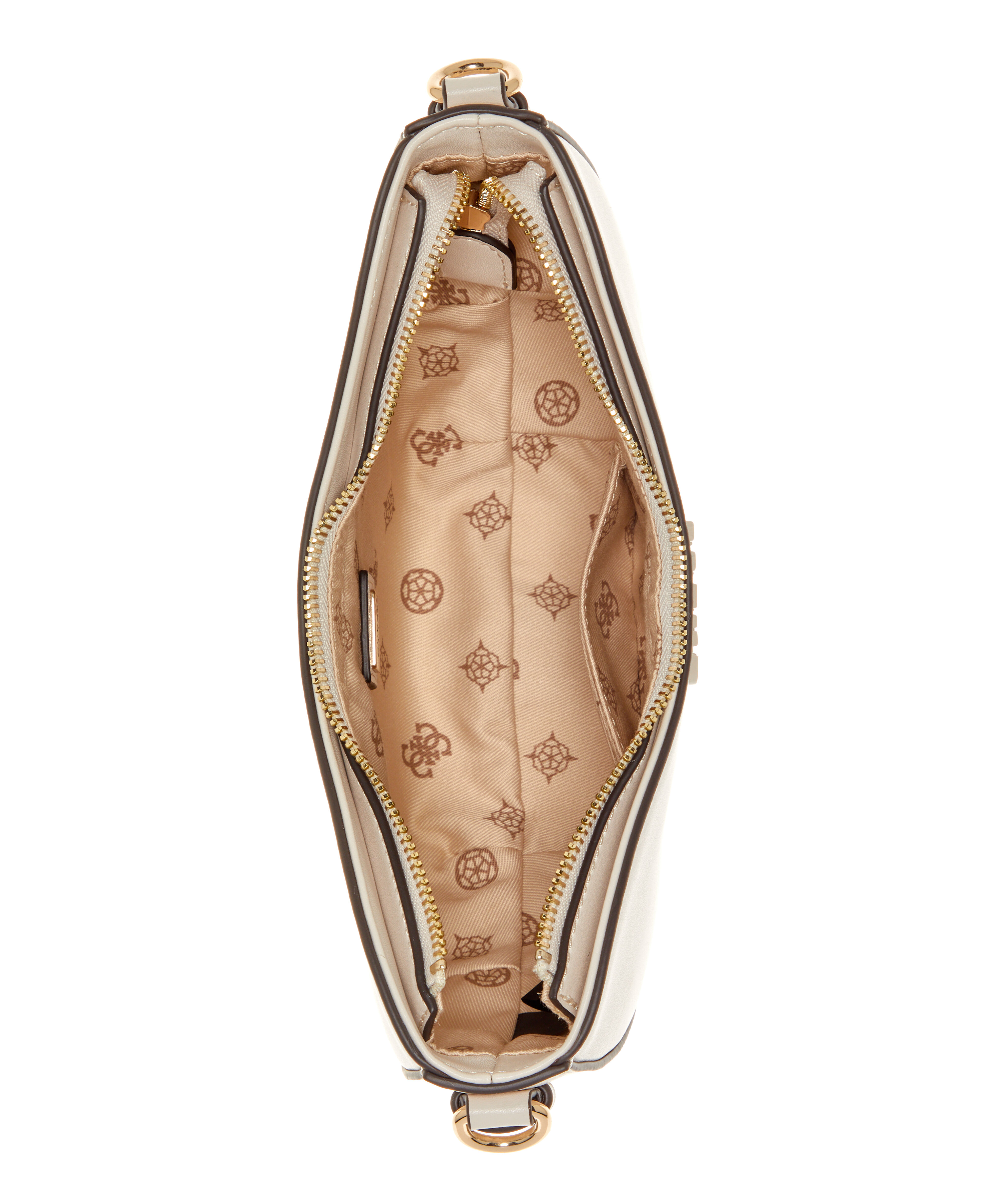 GUESS Sarita Schultertasche Stone - Kleine Top Zip Tasche, Cremefarben, Mit Abnehmbarem Schulterriemen, Stylisch & Elegant