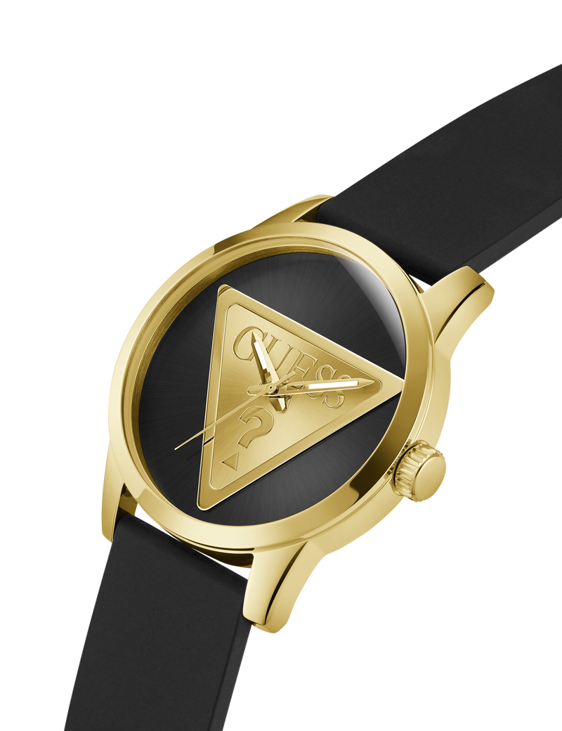 Mens Black Gold Tone Analog Watch