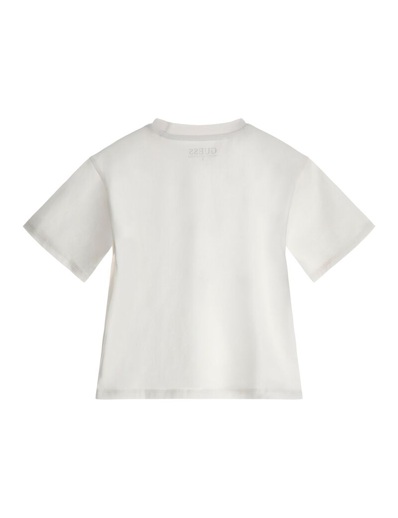 تيشيرت بأحجار الراين وشعار الماركة في الامام