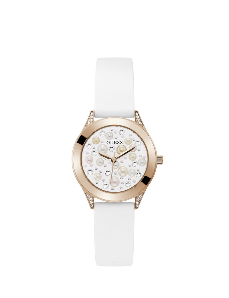 Rose Gold And White Analog Watch