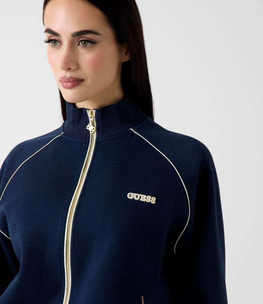 High neck full-zip sweater