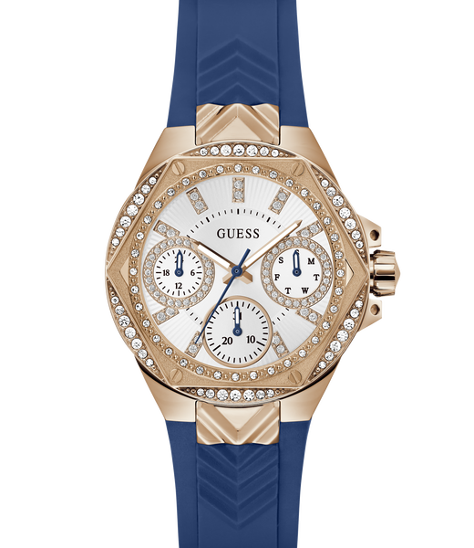 Ladies Blue Rose Gold Tone Multi-function Watch