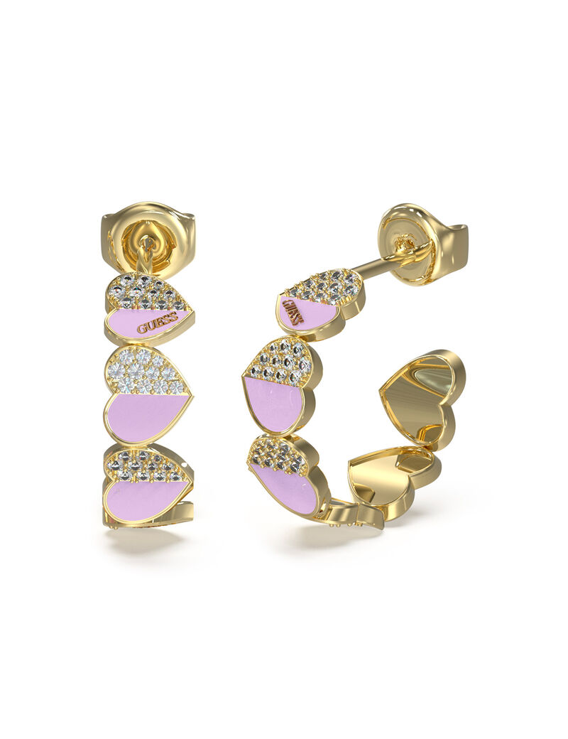 Guess Lovely Multiple Hearts Lilac Hoops