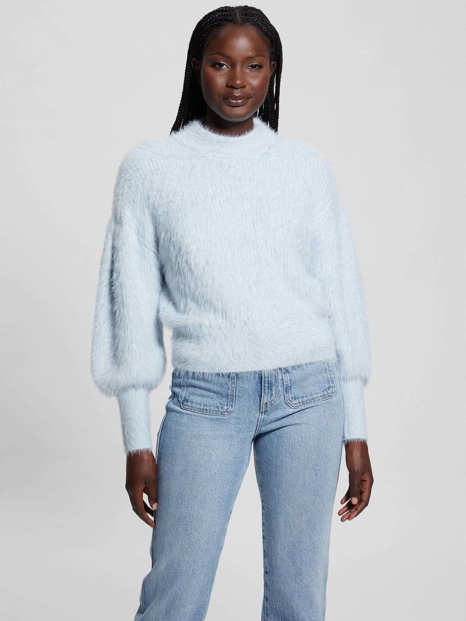 Guess fuzzy sweater clearance