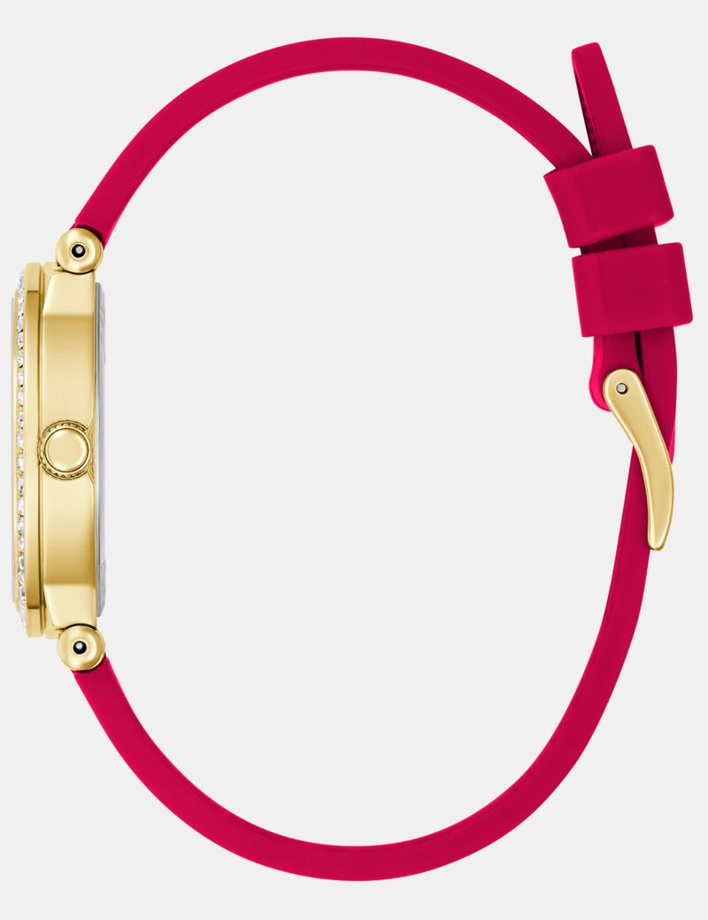 Ladies Red Gold Tone Analog Watch