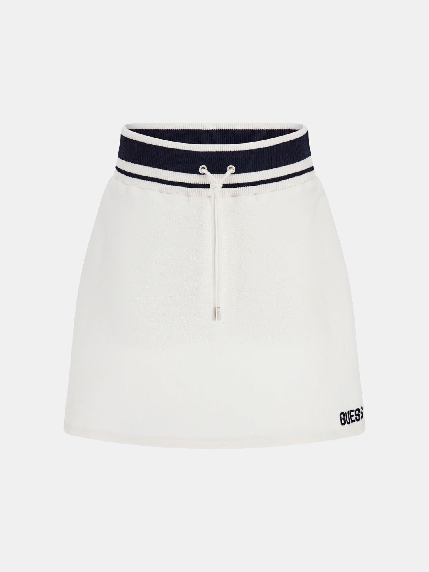 White skirt guess top
