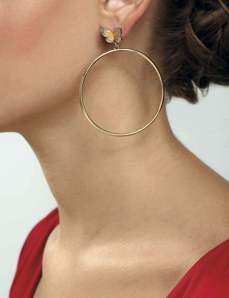 Gold Butterfly Hoop Earrings