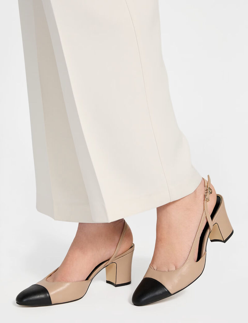 Slingback Cap Toe Block Heel Pumps
