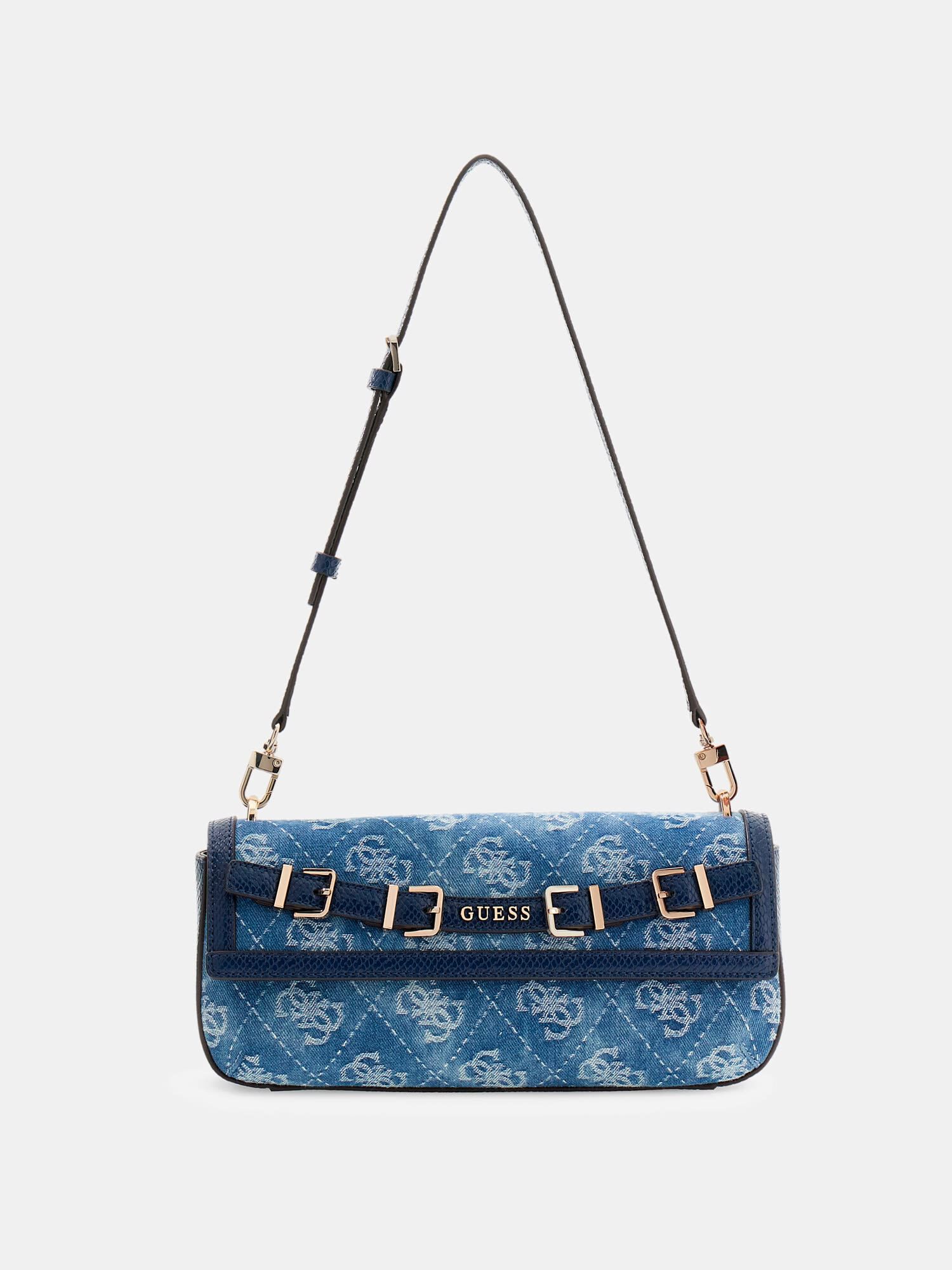 Shop GUESS Dovie Denim Shoulder Bag, Blue | GUESS UAE