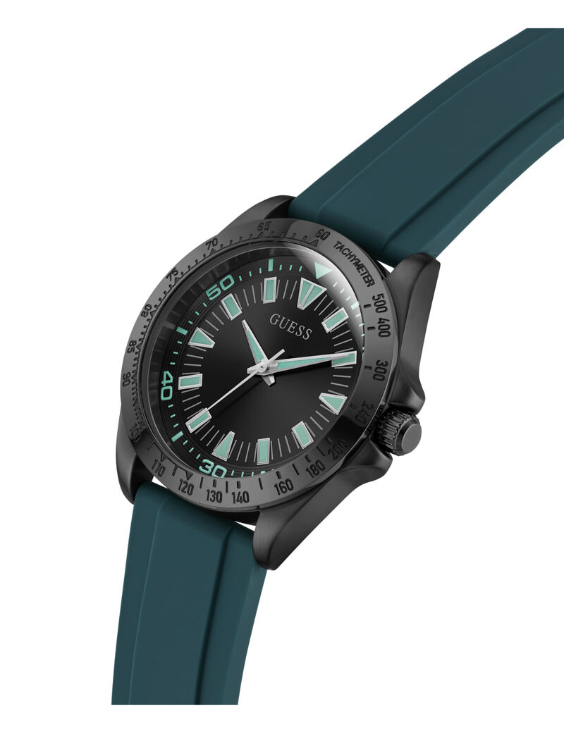 guess mens black gunmetal grey round analog watch