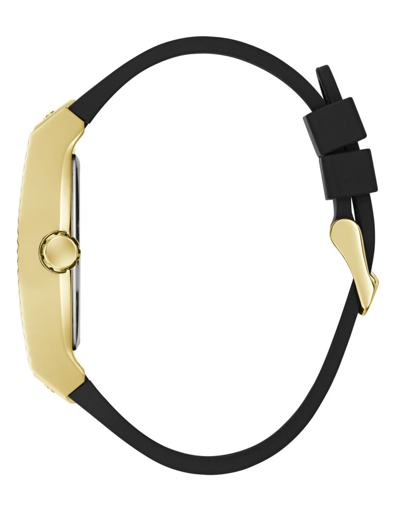 Mens Yellow Gold Tone Rectangle Analog Watch