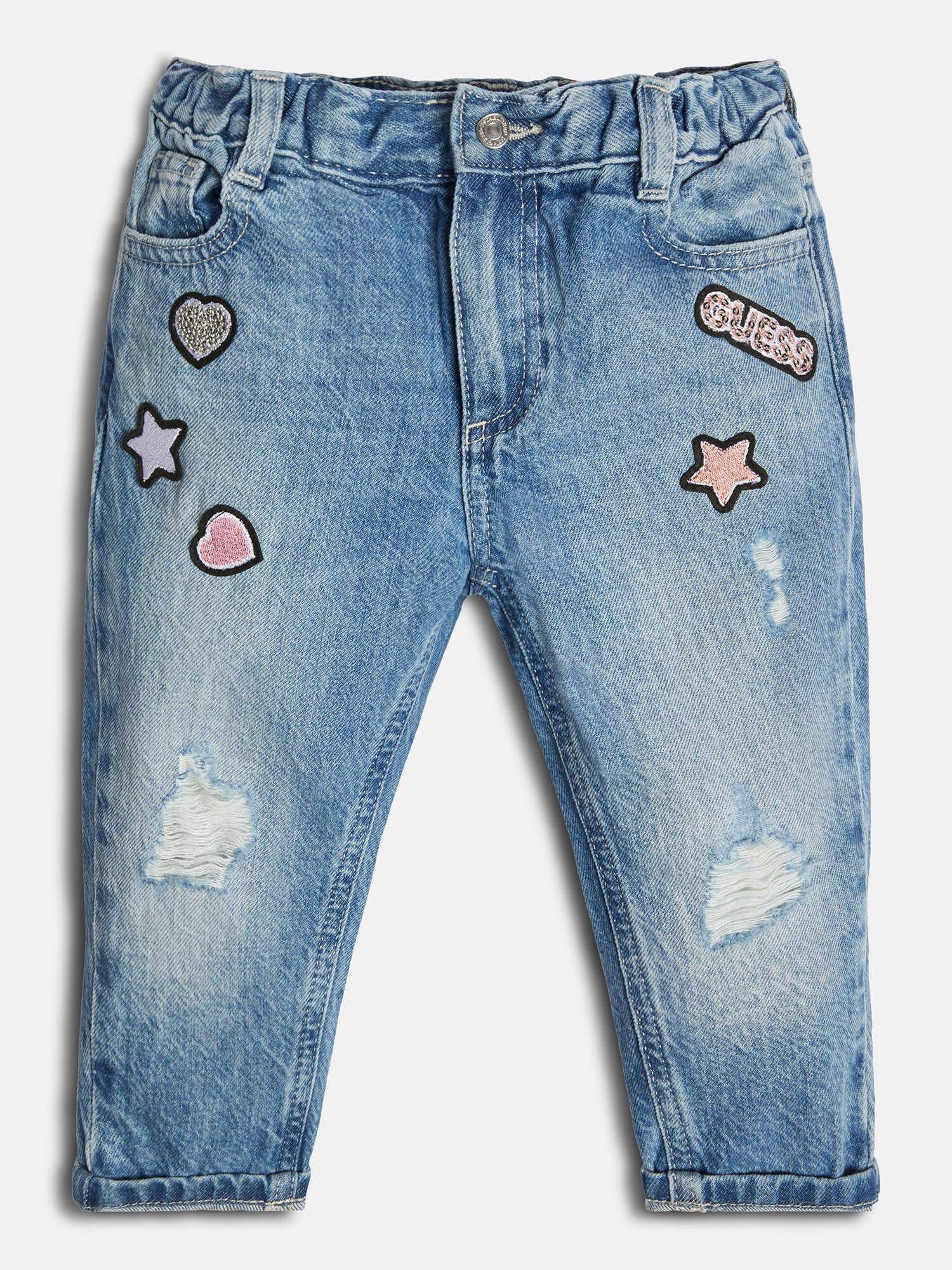 Shop GUESS Online Embroidered denim pant