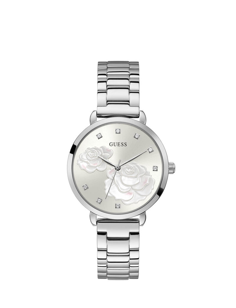 Silver Rose Crystal Watch
