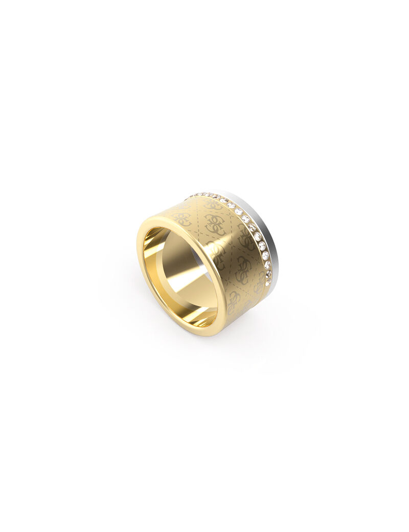 خاتم ذهبي اللون مُزين بشعار العلامة التجارية