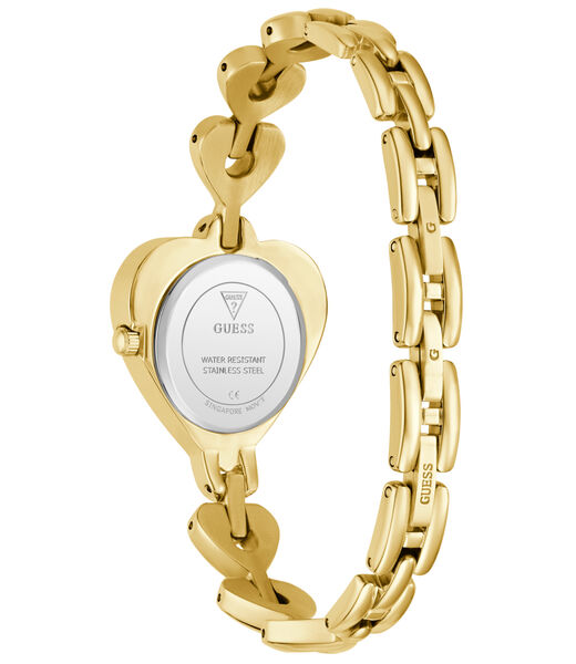 Ladies Yellow Gold Tone Heart Analog Watch