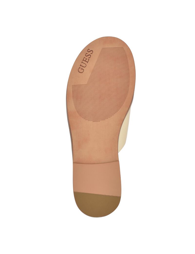 Quattro G Embellished Straw Flat Sandal