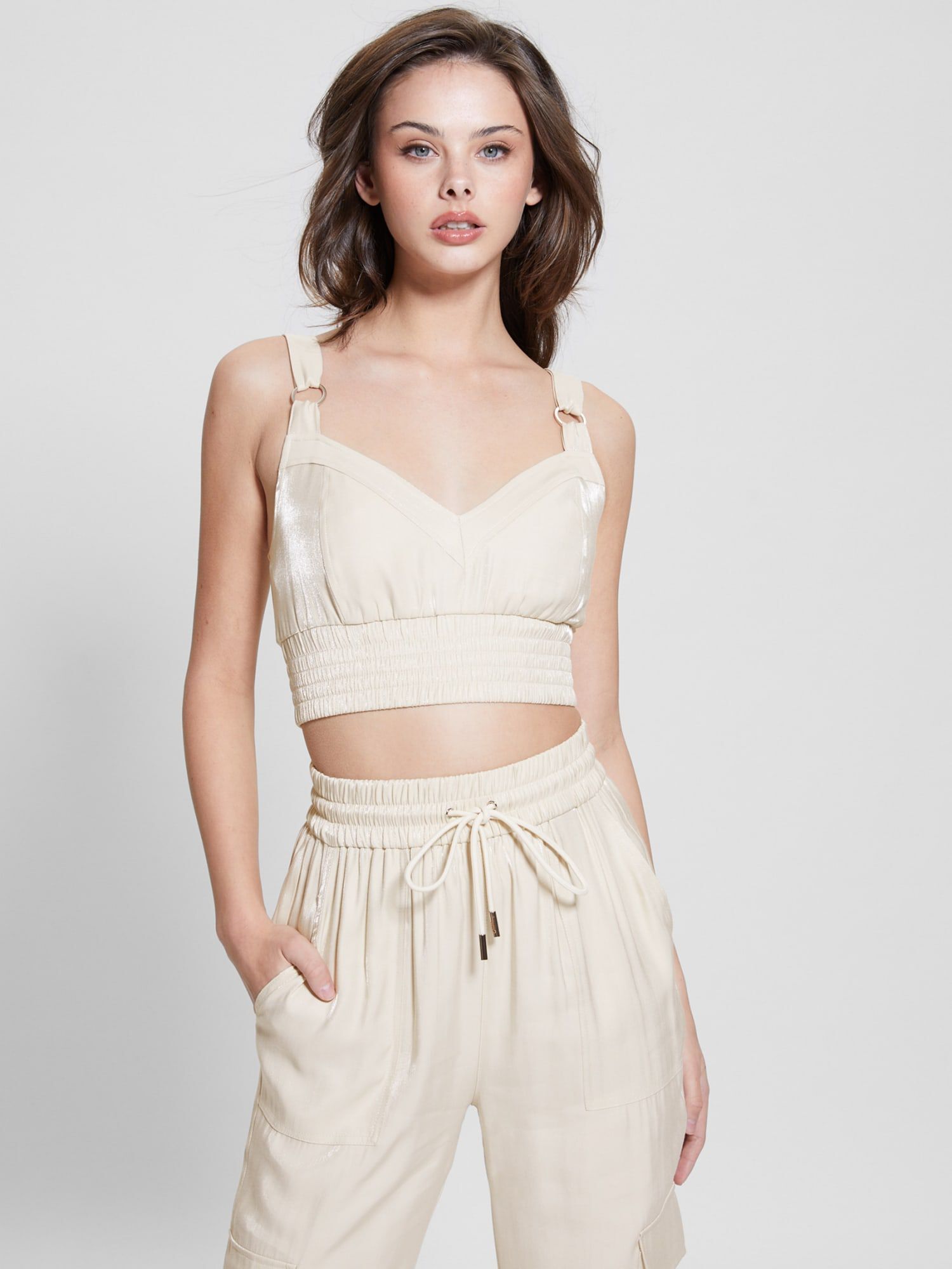 Shop GUESS Online Satin Crop Top