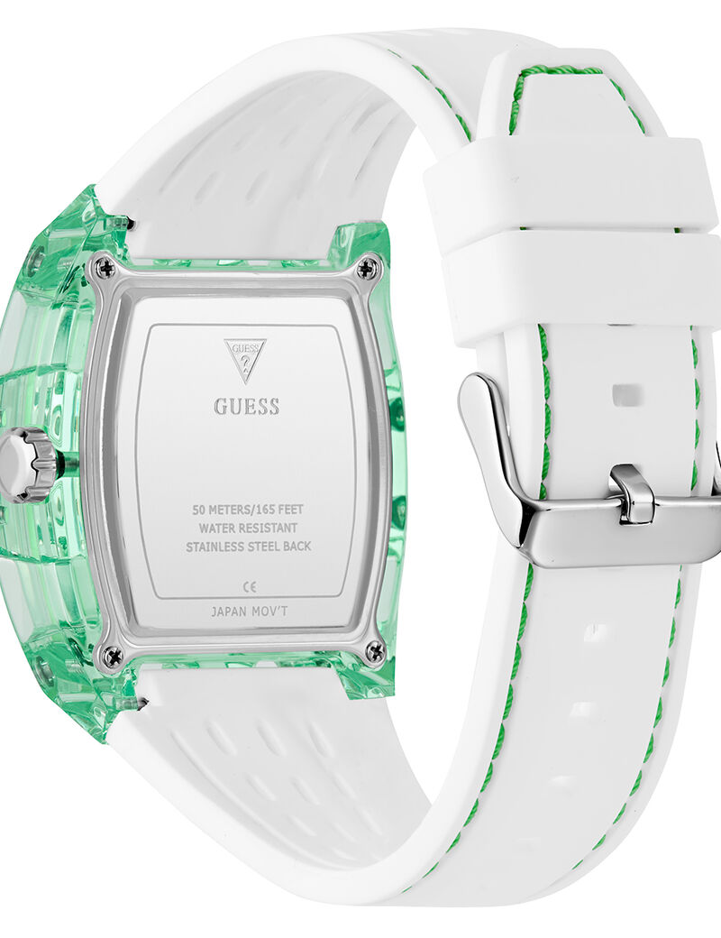 guess mens white green multi function watch