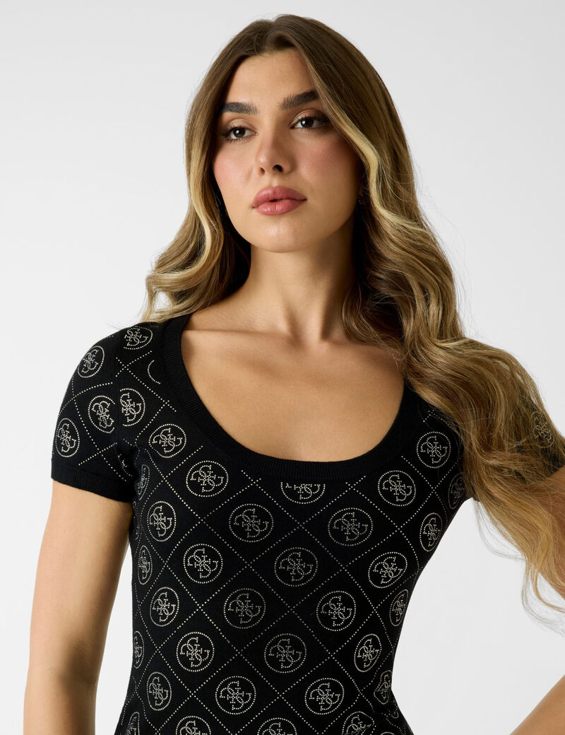 Wool blend rhinestones dress&nbsp;