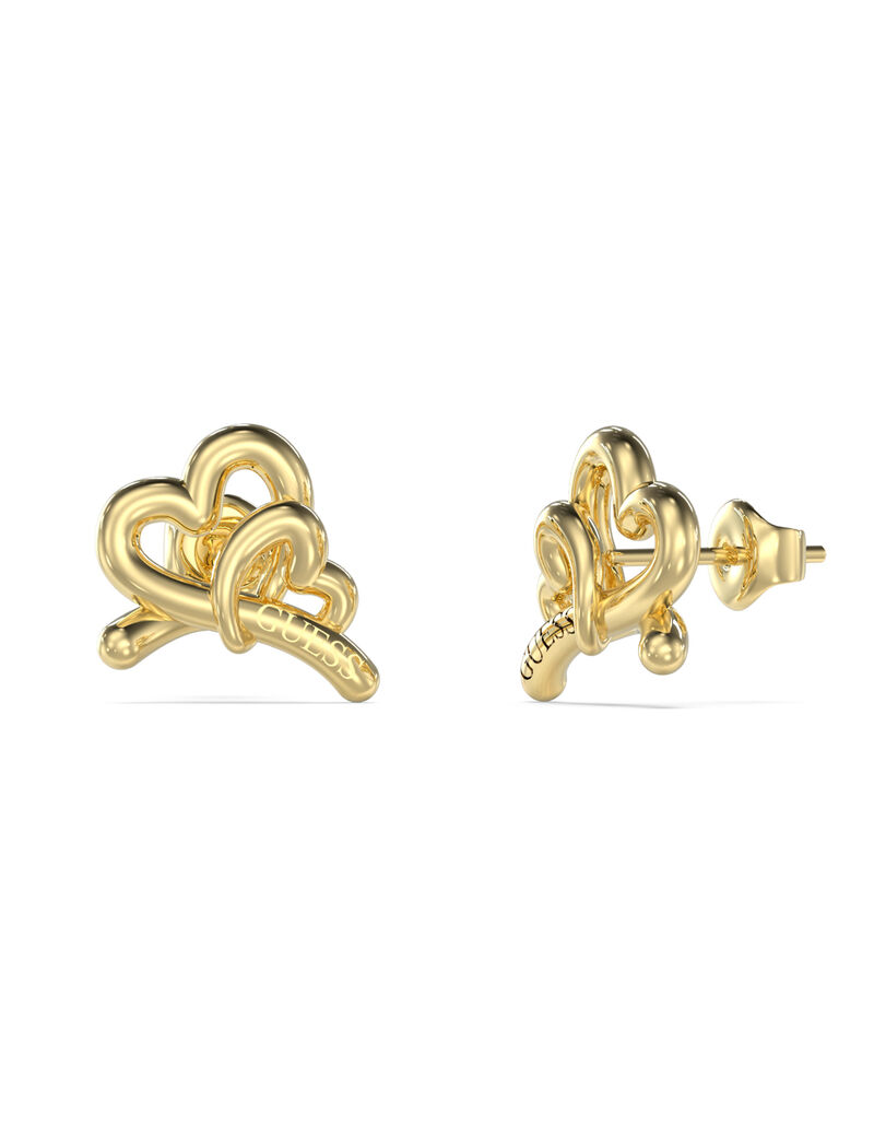 guess 14mm embraced hearts studs