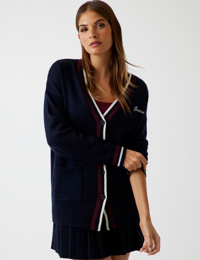 Wool-blend long cardigan