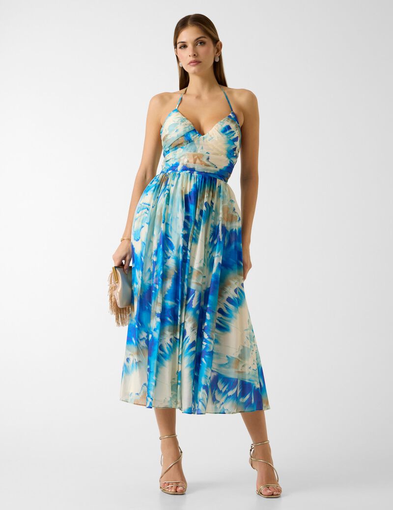 KAT PRINTED SL MIDI DRESS