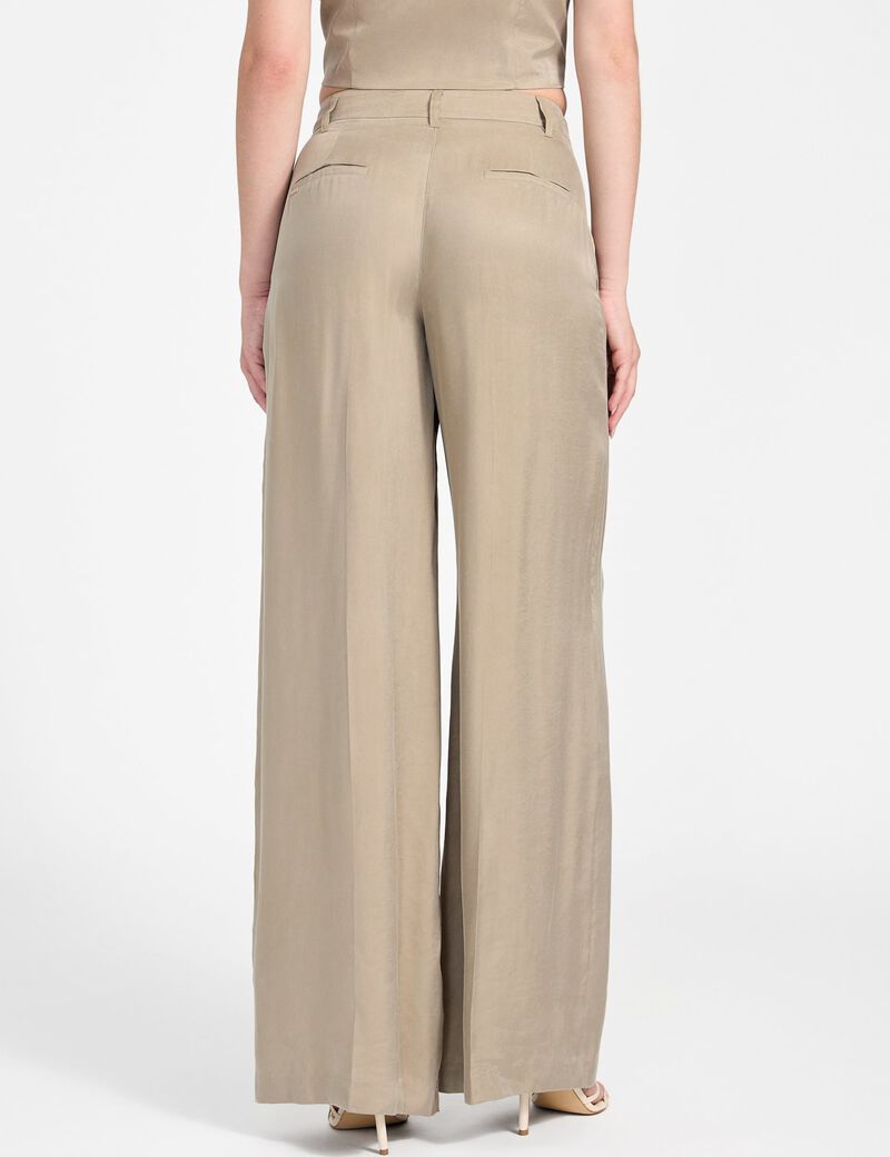Twill wide leg pants