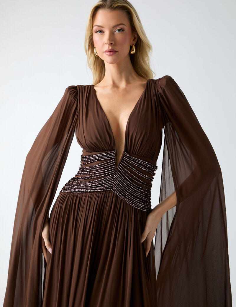 guess marciano pleated maxi dress