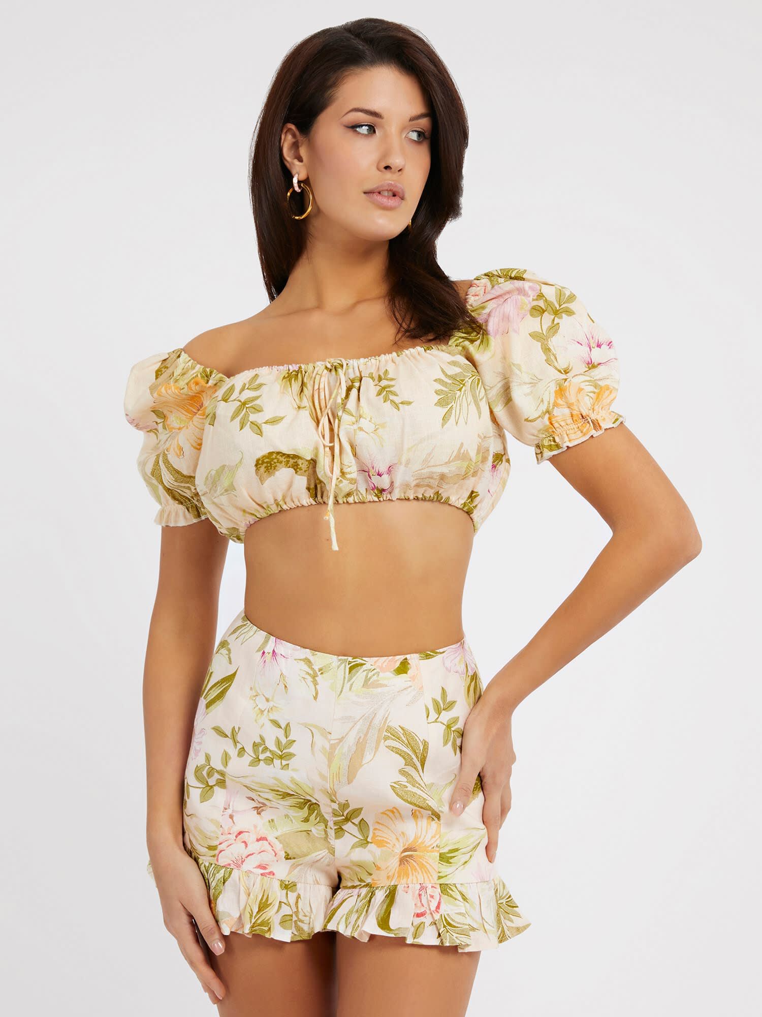 Cropped linen sale top