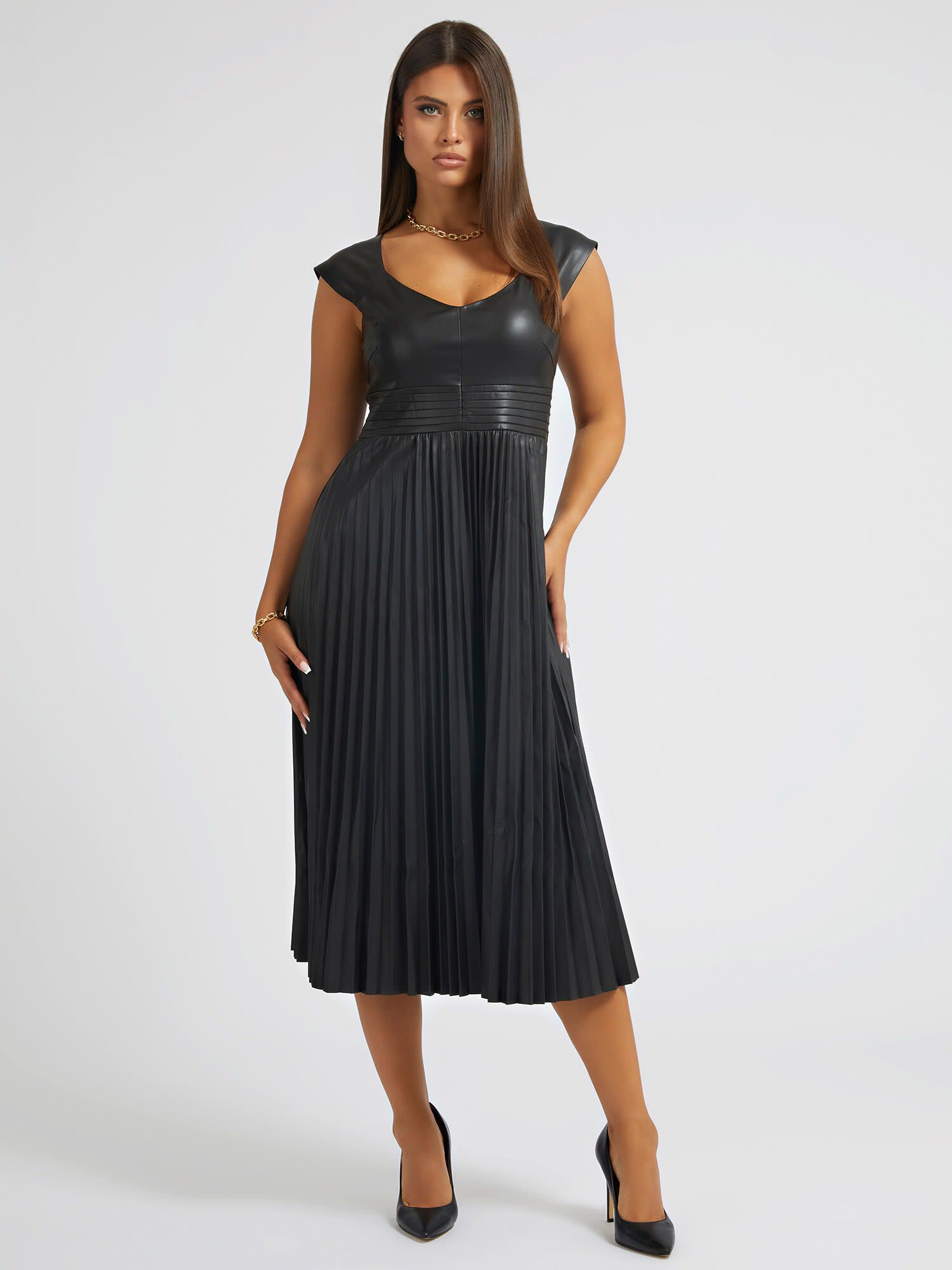 Leather dress guess hotsell