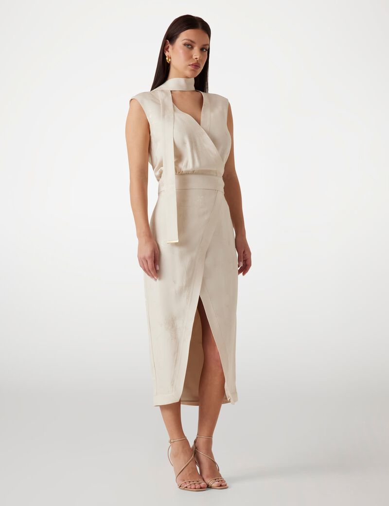 فستان مارسيانو متوسط ​​الطول من قماش الجاكار