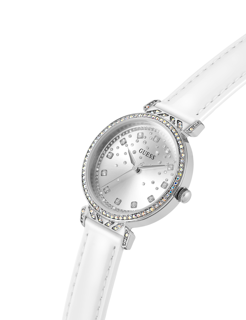 Ladies White Silver Tone Analog Watch