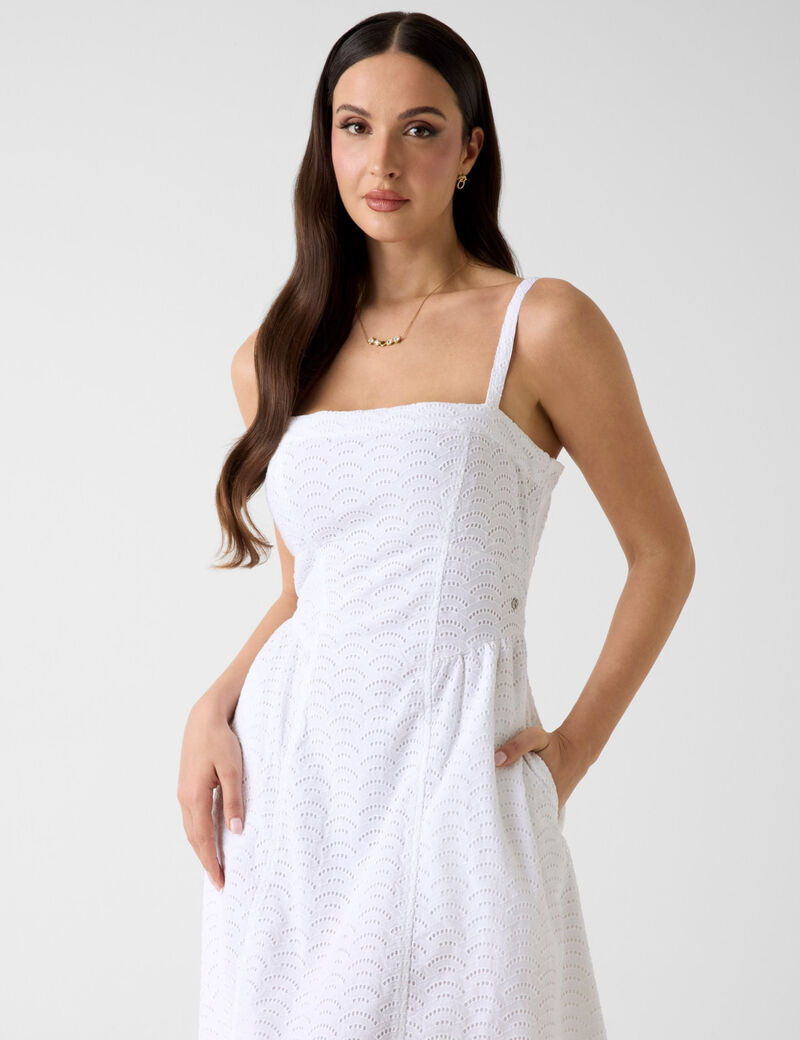 guess eyelets midi dress