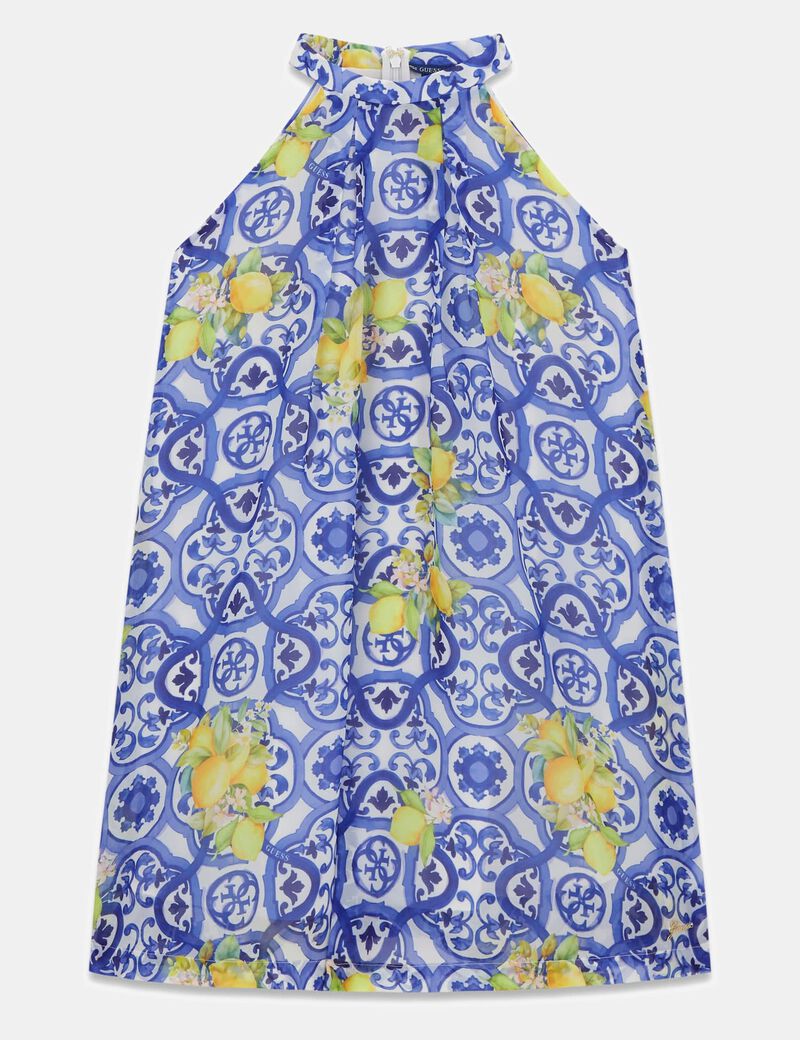guess printed halter neck dress