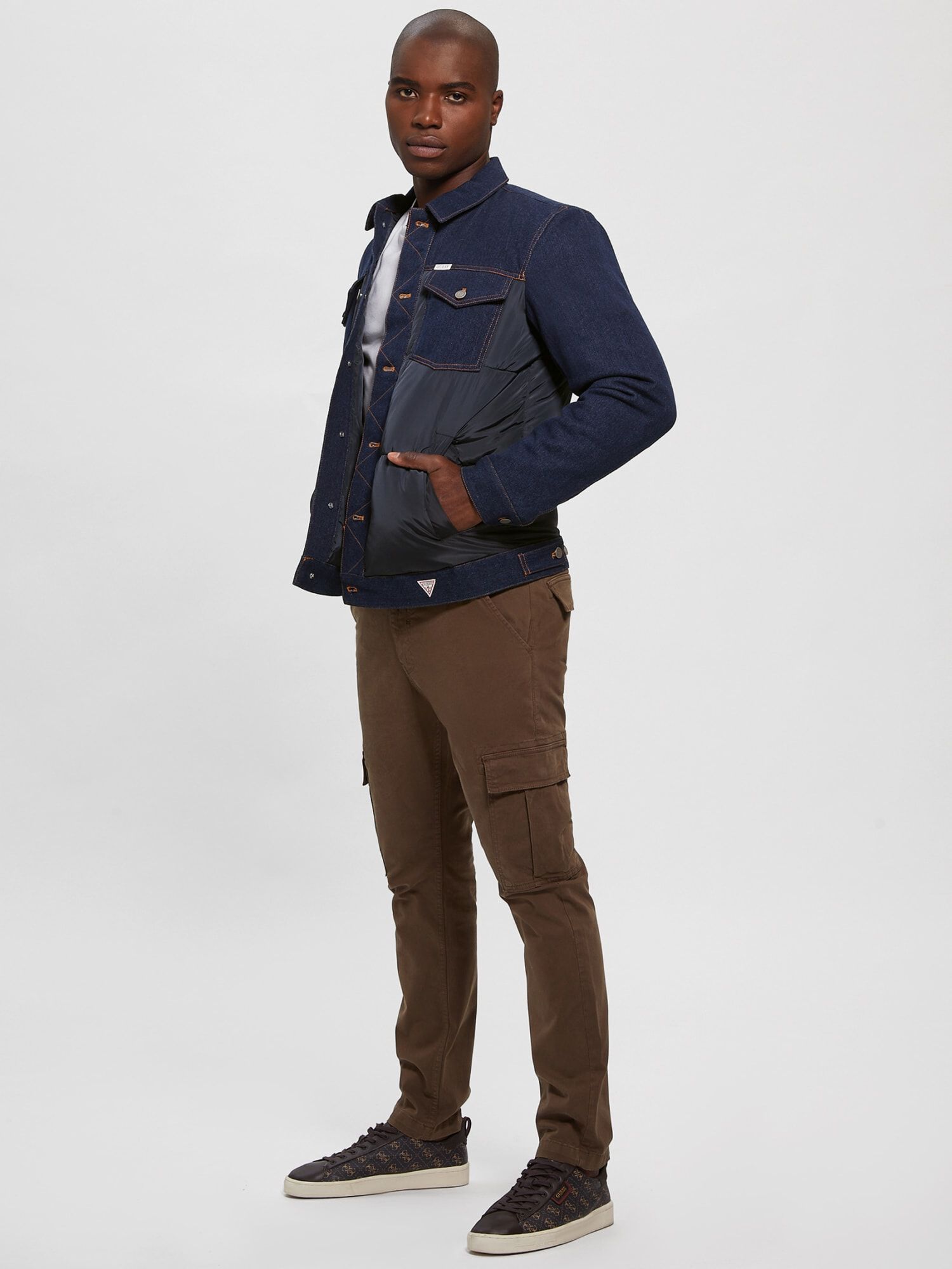 Guess denim puffer jacket sales