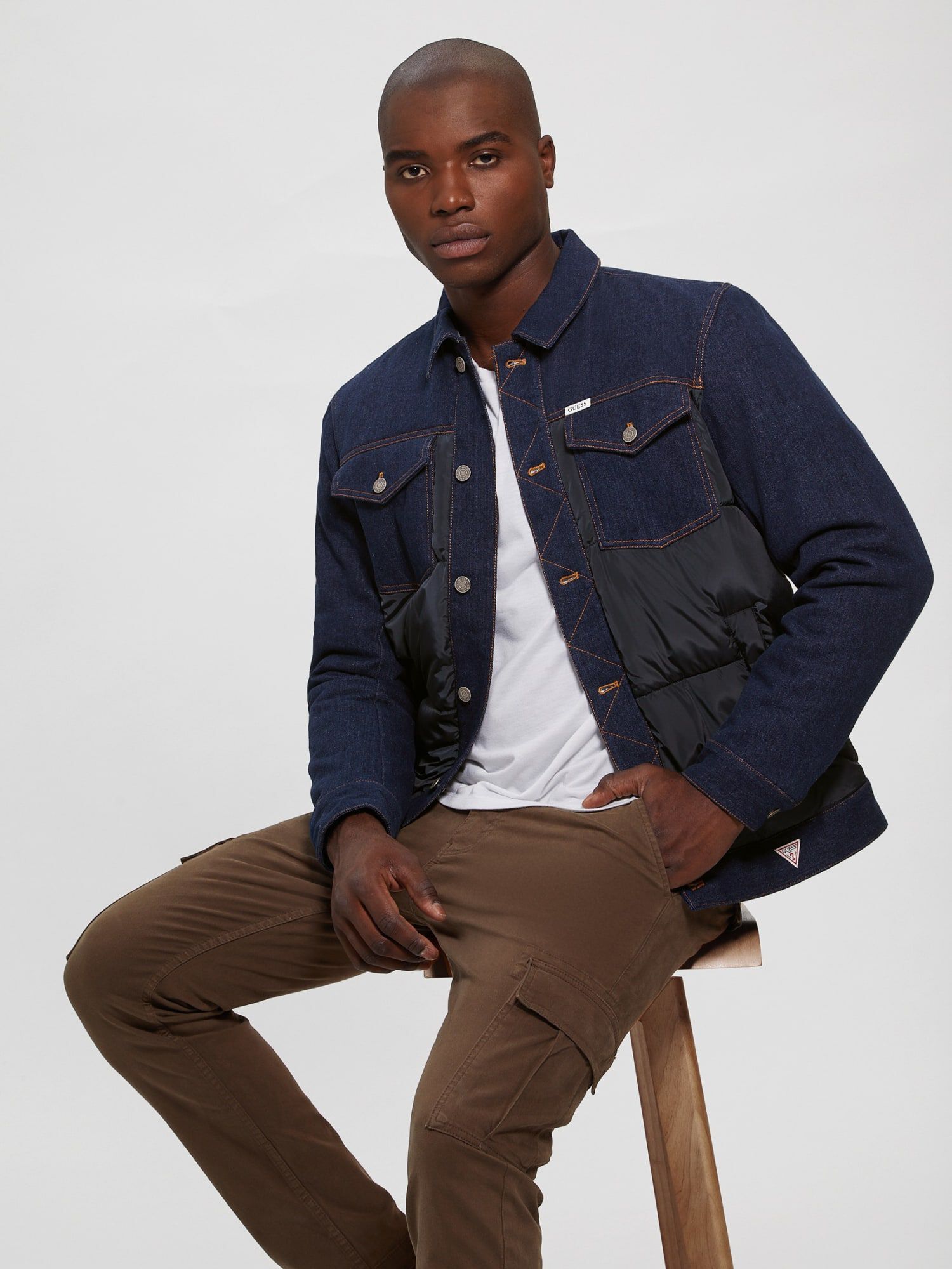 Puffer jean jacket clearance