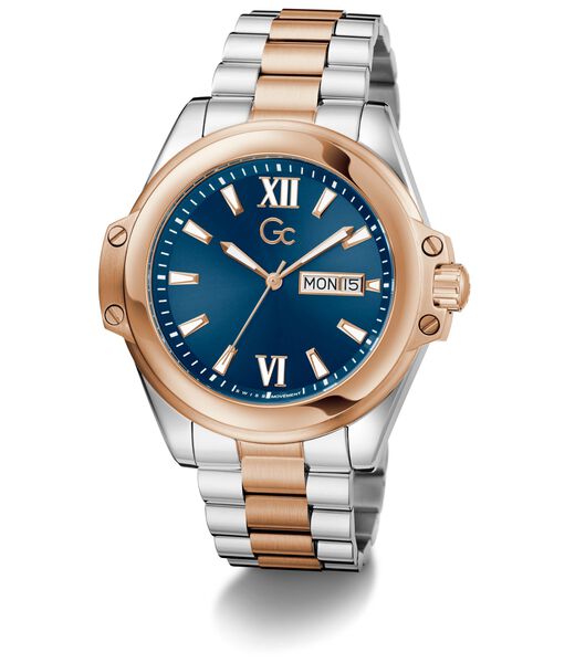 Gc Sportchic Men S 517 Mvmt Blue Dail 10 Amt Silver Rose Gold Stainless Steel Brct