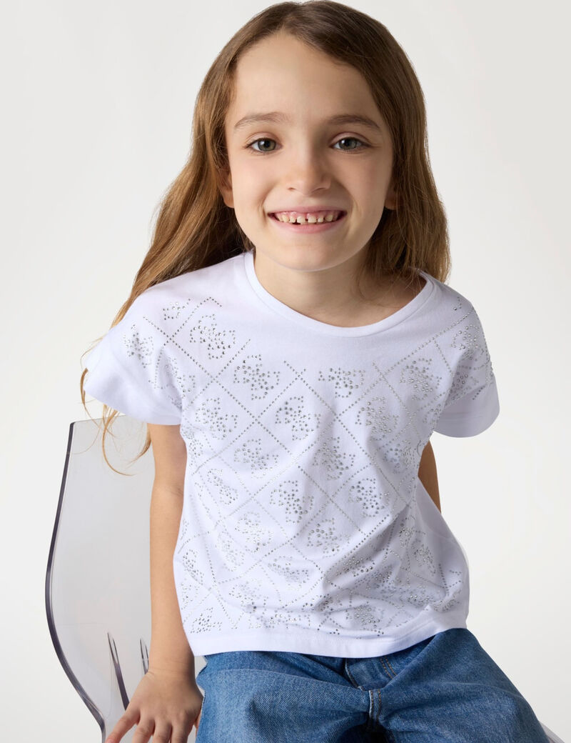 تي شيرت بشعار 4G مرصع بأحجار الراين