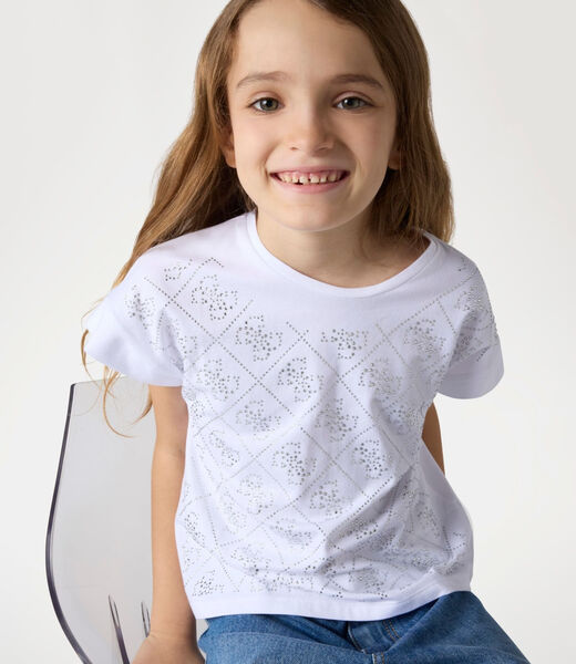 تي شيرت بشعار 4G مرصع بأحجار الراين