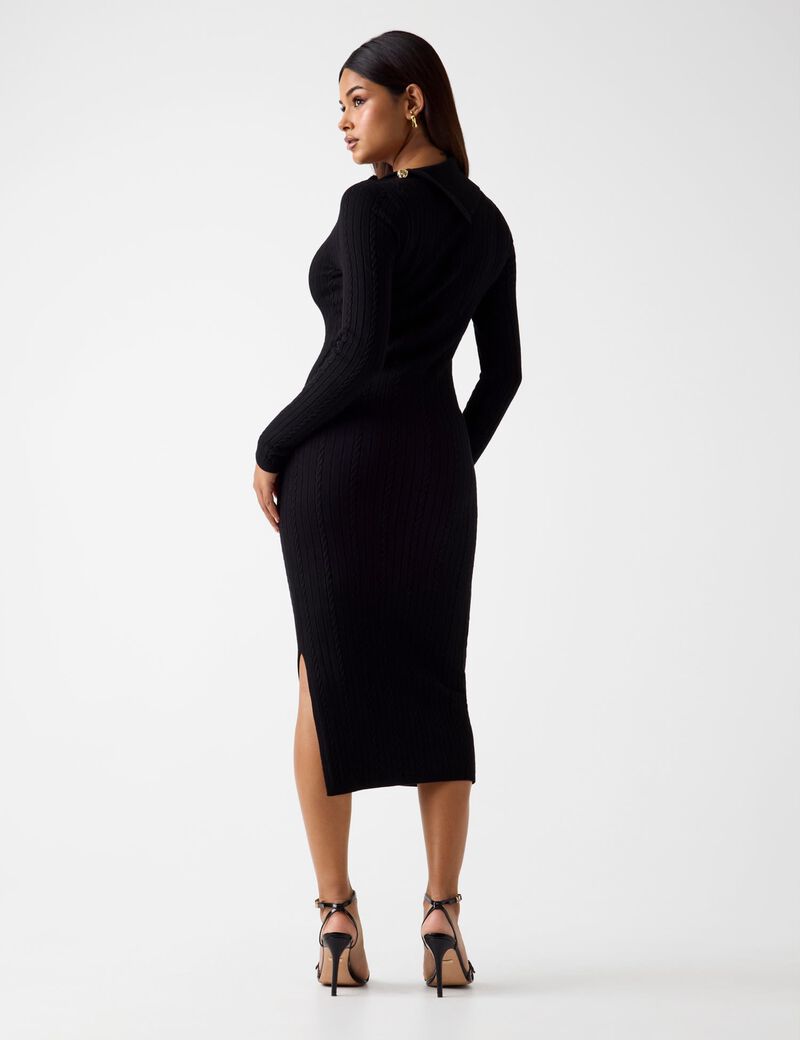 Asymmetric neck midi dress