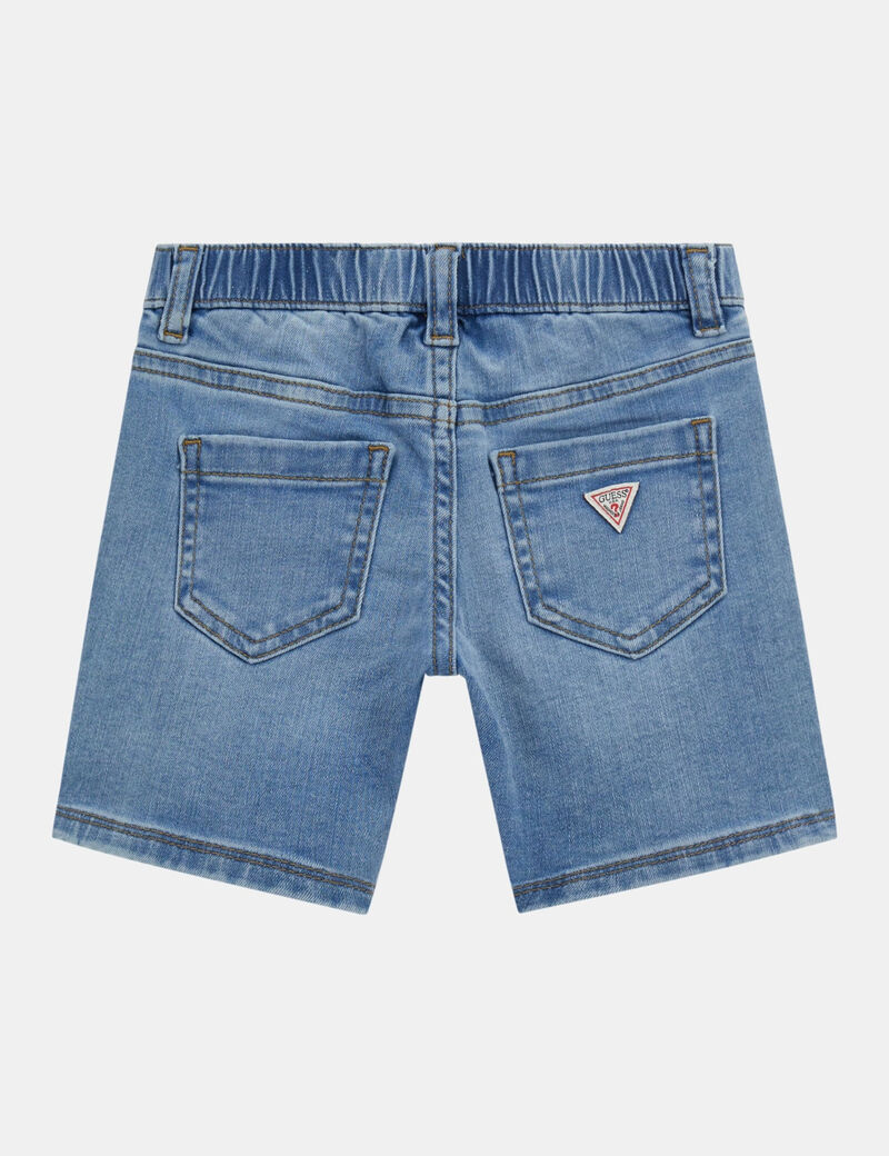 Embroidered denim shorts