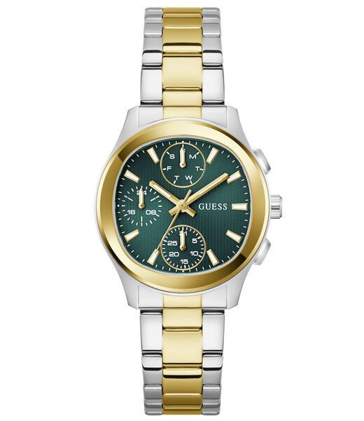 Ladies 2T Silver/Yellow Gold Tone Square Analog Watch