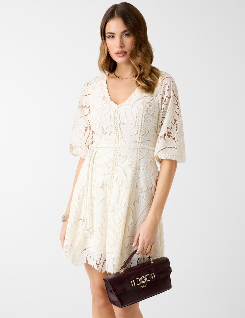 3 QTR SLV EMB VIDA DRESS